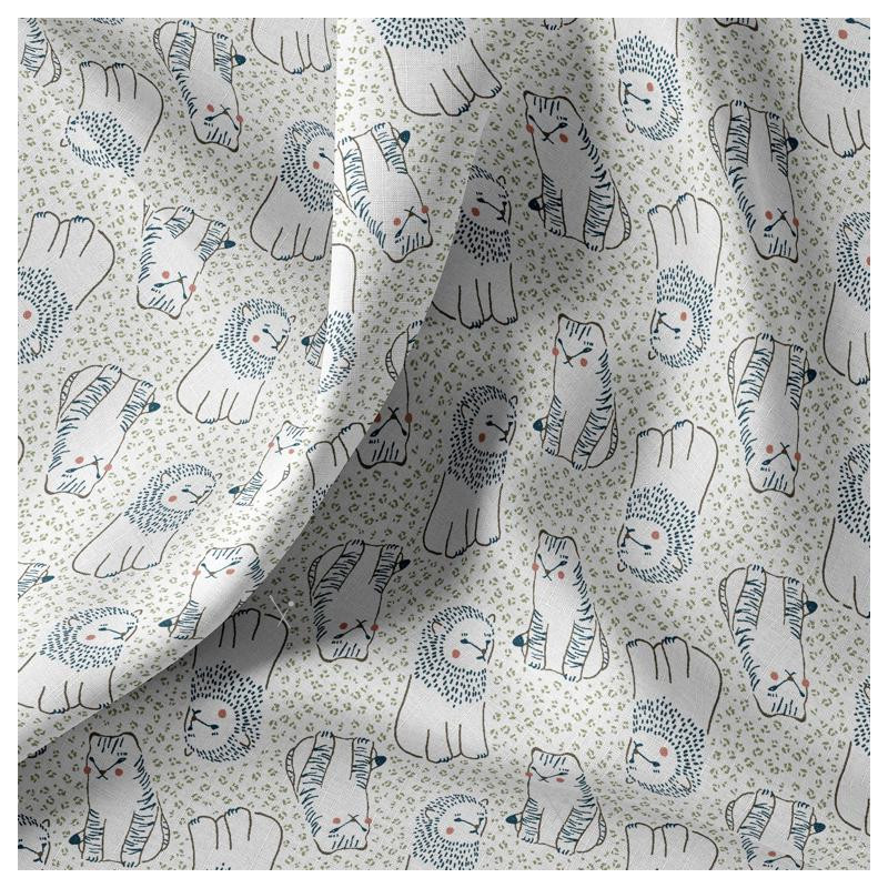 Algodón estampado KODOMO Blanco / Caqui oscuro